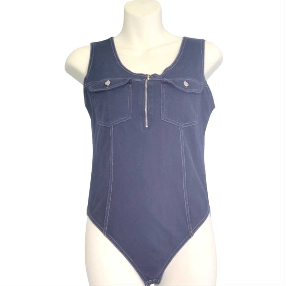 Spice of Life | Vintage 90s Body Suit | size large | 2 pockets & zip up front
